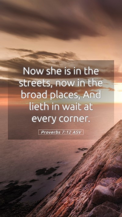 Picture 05 - Proverbs 7:12 ASV Mobile Phone Wallpaper - Now she is in the streets, now in the broad - Mobile Bible Verse Wallpaper