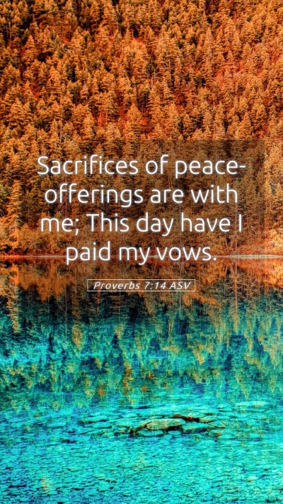 Picture 05 - Proverbs 7:14 ASV Mobile Phone Wallpaper - Sacrifices of peace-offerings are with me; This - Mobile Bible Verse Wallpaper