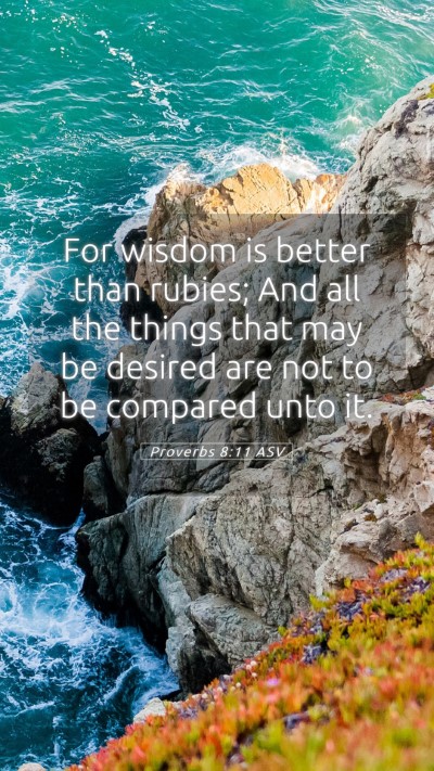 Picture 05 - Proverbs 8:11 ASV Mobile Phone Wallpaper - For wisdom is better than rubies; And all the - Mobile Bible Verse Wallpaper