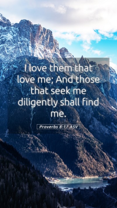 Picture 05 - Proverbs 8:17 ASV Mobile Phone Wallpaper - I love them that love me; And those that seek me - Mobile Bible Verse Wallpaper