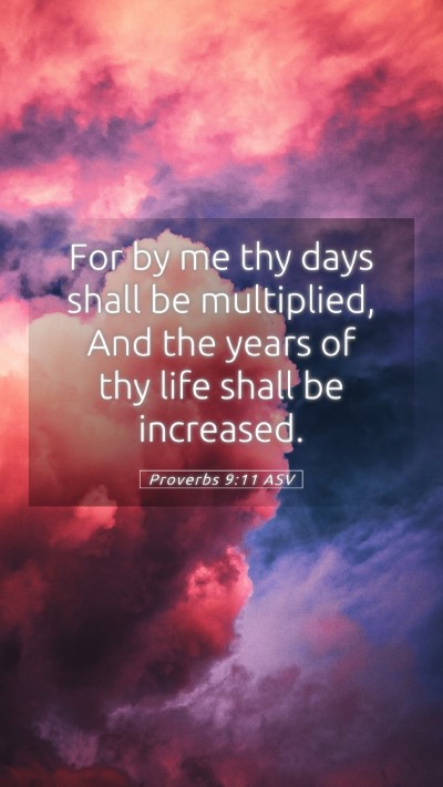 Picture 05 - Proverbs 9:11 ASV Mobile Phone Wallpaper - For by me thy days shall be multiplied, And the - Mobile Bible Verse Wallpaper