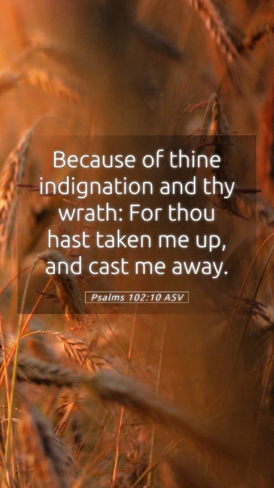 Picture 05 - Psalms 102:10 ASV Mobile Phone Wallpaper - Because of thine indignation and thy wrath: For - Mobile Bible Verse Wallpaper