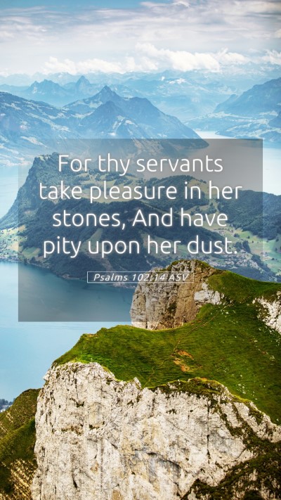 Picture 05 - Psalms 102:14 ASV Mobile Phone Wallpaper - For thy servants take pleasure in her stones, And - Mobile Bible Verse Wallpaper