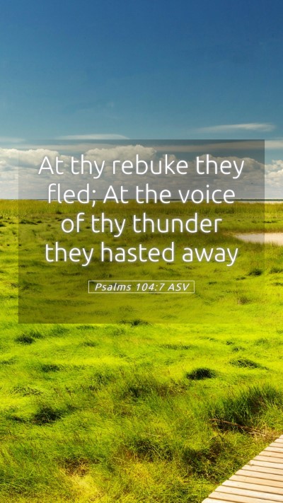 Picture 05 - Psalms 104:7 ASV Mobile Phone Wallpaper - At thy rebuke they fled; At the voice of thy - Mobile Bible Verse Wallpaper
