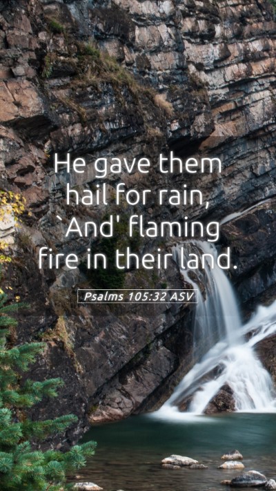 Picture 05 - Psalms 105:32 ASV Mobile Phone Wallpaper - He gave them hail for rain, `And' flaming fire in - Mobile Bible Verse Wallpaper