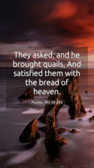 Picture 05 - Psalms 105:40 ASV Mobile Phone Wallpaper - They asked, and he brought quails, And satisfied - Mobile Bible Verse Wallpaper