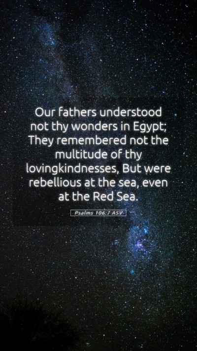 Picture 05 - Psalms 106:7 ASV Mobile Phone Wallpaper - Our fathers understood not thy wonders in Egypt; - Mobile Bible Verse Wallpaper