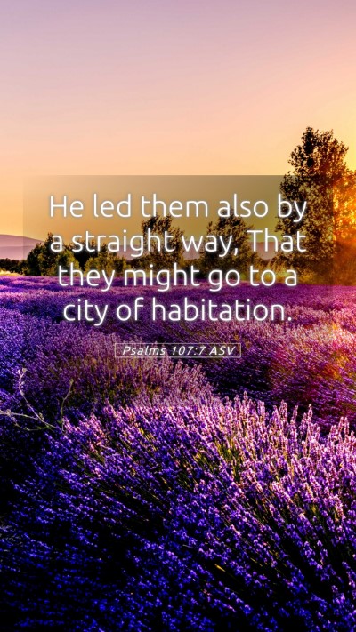 Picture 05 - Psalms 107:7 ASV Mobile Phone Wallpaper - He led them also by a straight way, That they - Mobile Bible Verse Wallpaper