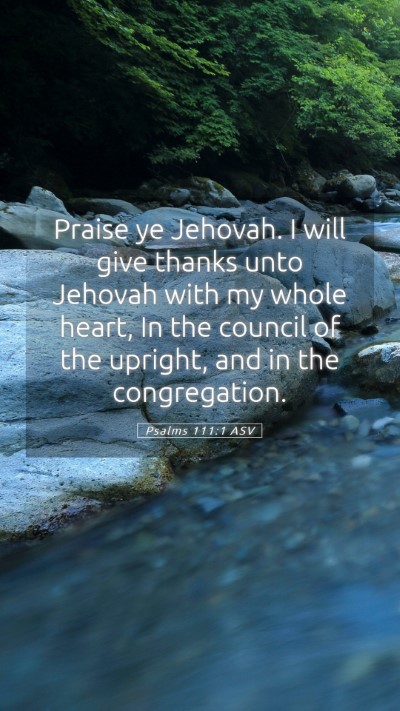 Picture 05 - Psalms 111:1 ASV Mobile Phone Wallpaper - Praise ye Jehovah. I will give thanks unto - Mobile Bible Verse Wallpaper
