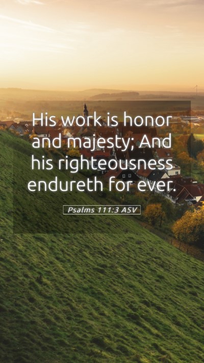Picture 05 - Psalms 111:3 ASV Mobile Phone Wallpaper - His work is honor and majesty; And his - Mobile Bible Verse Wallpaper