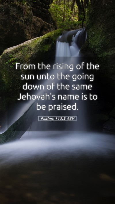 Picture 05 - Psalms 113:3 ASV Mobile Phone Wallpaper - From the rising of the sun unto the going down of - Mobile Bible Verse Wallpaper