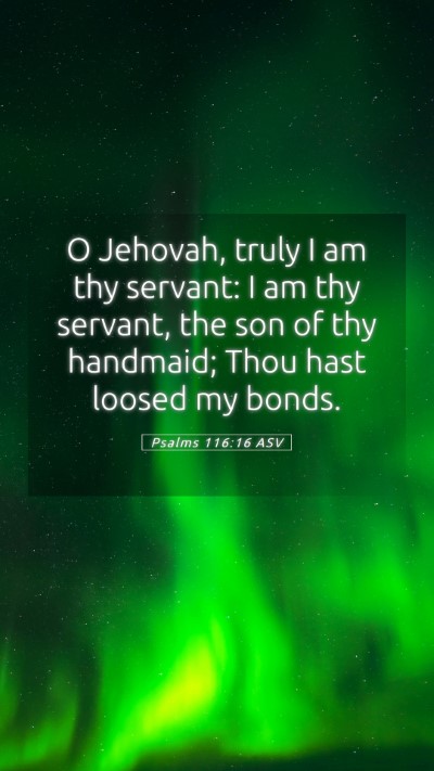 Picture 05 - Psalms 116:16 ASV Mobile Phone Wallpaper - O Jehovah, truly I am thy servant: I am thy - Mobile Bible Verse Wallpaper
