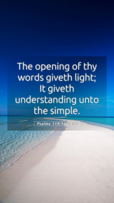 Picture 05 - Psalms 119:130 ASV Mobile Phone Wallpaper - The opening of thy words giveth light; It giveth - Mobile Bible Verse Wallpaper