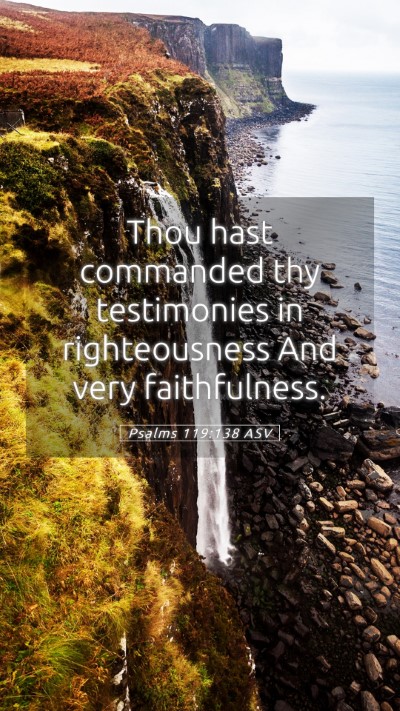 Picture 05 - Psalms 119:138 ASV Mobile Phone Wallpaper - Thou hast commanded thy testimonies in - Mobile Bible Verse Wallpaper