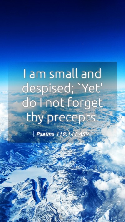 Picture 05 - Psalms 119:141 ASV Mobile Phone Wallpaper - I am small and despised; `Yet' do I not forget - Mobile Bible Verse Wallpaper