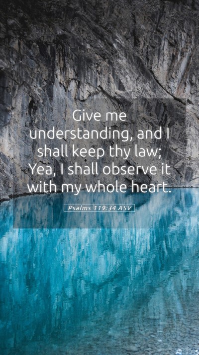 Picture 05 - Psalms 119:34 ASV Mobile Phone Wallpaper - Give me understanding, and I shall keep thy law; - Mobile Bible Verse Wallpaper