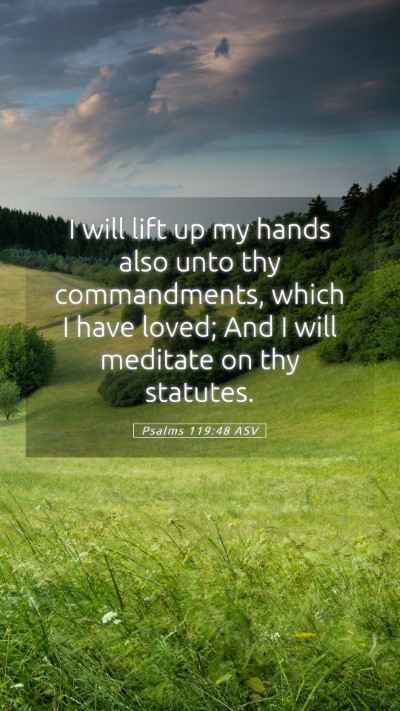 Picture 05 - Psalms 119:48 ASV Mobile Phone Wallpaper - I will lift up my hands also unto thy - Mobile Bible Verse Wallpaper
