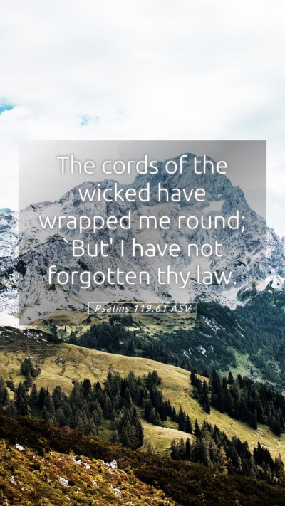 Picture 05 - Psalms 119:61 ASV Mobile Phone Wallpaper - The cords of the wicked have wrapped me round; - Mobile Bible Verse Wallpaper