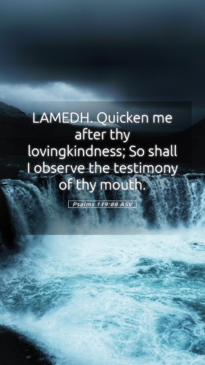Picture 05 - Psalms 119:88 ASV Mobile Phone Wallpaper - LAMEDH. Quicken me after thy lovingkindness; So - Mobile Bible Verse Wallpaper