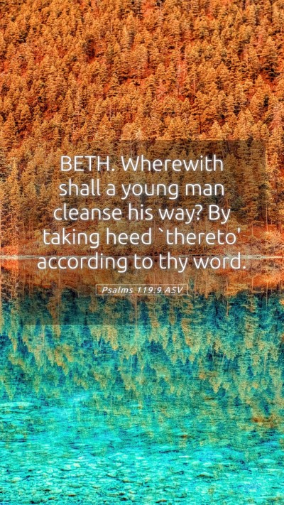 Picture 05 - Psalms 119:9 ASV Mobile Phone Wallpaper - BETH. Wherewith shall a young man cleanse his - Mobile Bible Verse Wallpaper