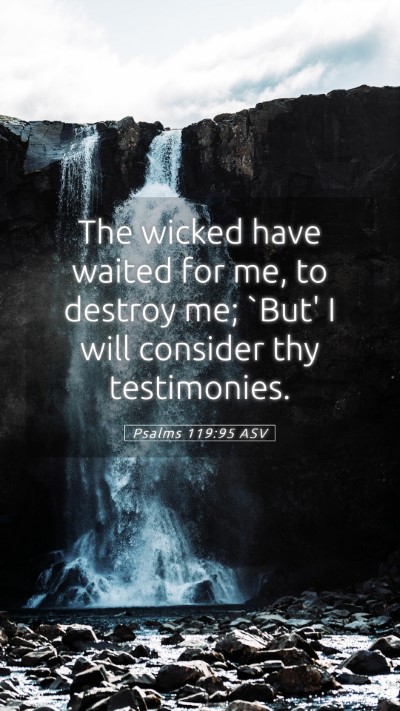 Picture 05 - Psalms 119:95 ASV Mobile Phone Wallpaper - The wicked have waited for me, to destroy me; - Mobile Bible Verse Wallpaper