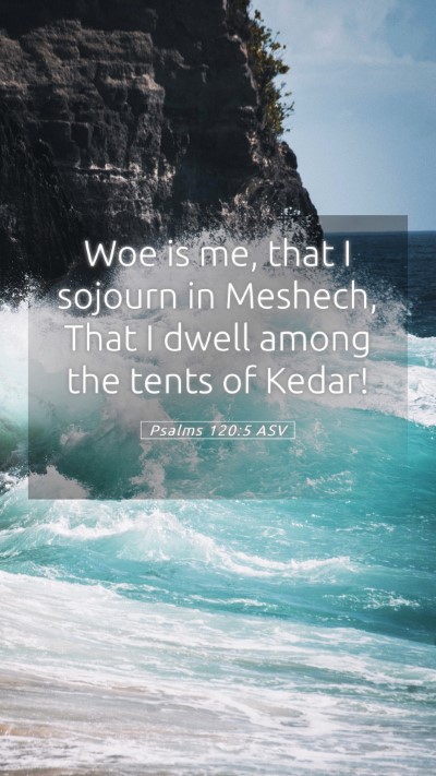 Picture 05 - Psalms 120:5 ASV Mobile Phone Wallpaper - Woe is me, that I sojourn in Meshech, That I - Mobile Bible Verse Wallpaper