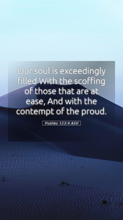 Picture 05 - Psalms 123:4 ASV Mobile Phone Wallpaper - Our soul is exceedingly filled With the scoffing - Mobile Bible Verse Wallpaper