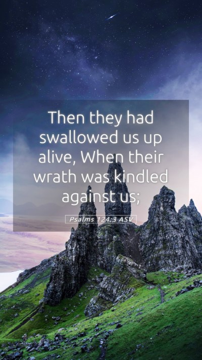 Picture 05 - Psalms 124:3 ASV Mobile Phone Wallpaper - Then they had swallowed us up alive, When their - Mobile Bible Verse Wallpaper