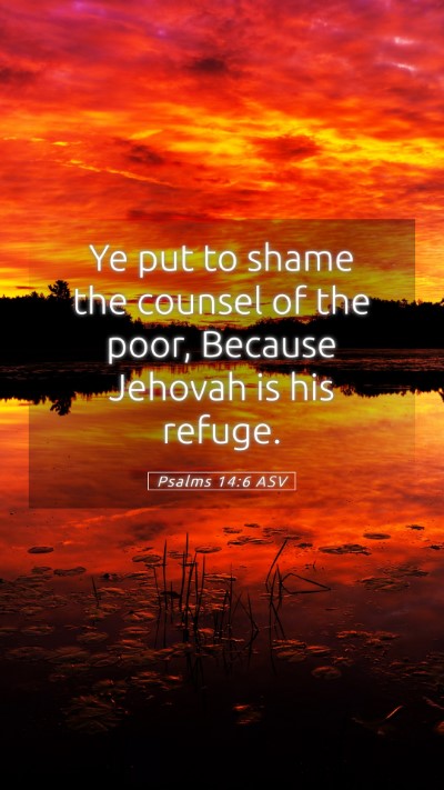 Picture 05 - Psalms 14:6 ASV Mobile Phone Wallpaper - Ye put to shame the counsel of the poor, Because - Mobile Bible Verse Wallpaper
