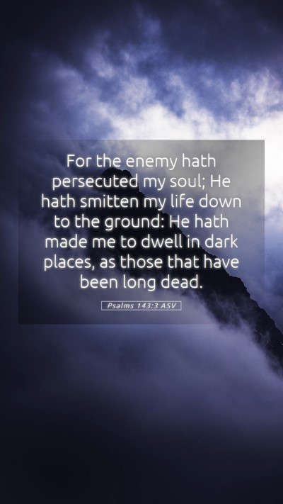 Picture 05 - Psalms 143:3 ASV Mobile Phone Wallpaper - For the enemy hath persecuted my soul; He hath - Mobile Bible Verse Wallpaper