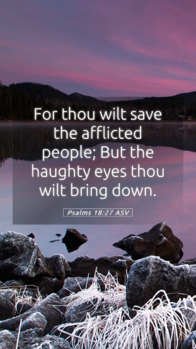 Picture 05 - Psalms 18:27 ASV Mobile Phone Wallpaper - For thou wilt save the afflicted people; But the - Mobile Bible Verse Wallpaper