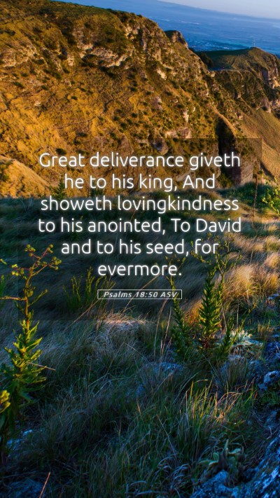 Picture 05 - Psalms 18:50 ASV Mobile Phone Wallpaper - Great deliverance giveth he to his king, And - Mobile Bible Verse Wallpaper