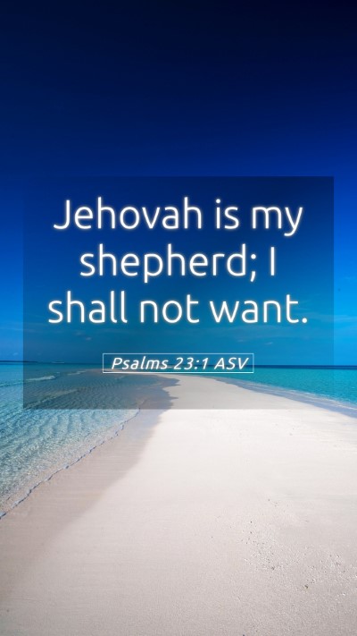 Picture 05 - Psalms 23:1 ASV Mobile Phone Wallpaper - Jehovah is my shepherd; I shall not - Mobile Bible Verse Wallpaper