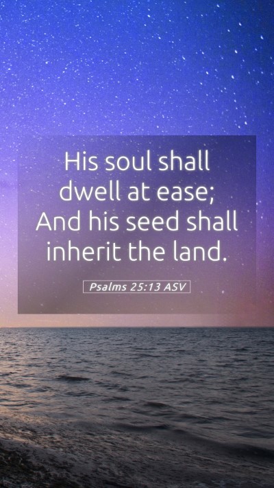Picture 05 - Psalms 25:13 ASV Mobile Phone Wallpaper - His soul shall dwell at ease; And his seed shall - Mobile Bible Verse Wallpaper