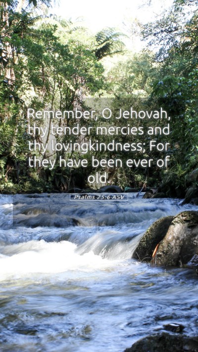 Picture 05 - Psalms 25:6 ASV Mobile Phone Wallpaper - Remember, O Jehovah, thy tender mercies and thy - Mobile Bible Verse Wallpaper