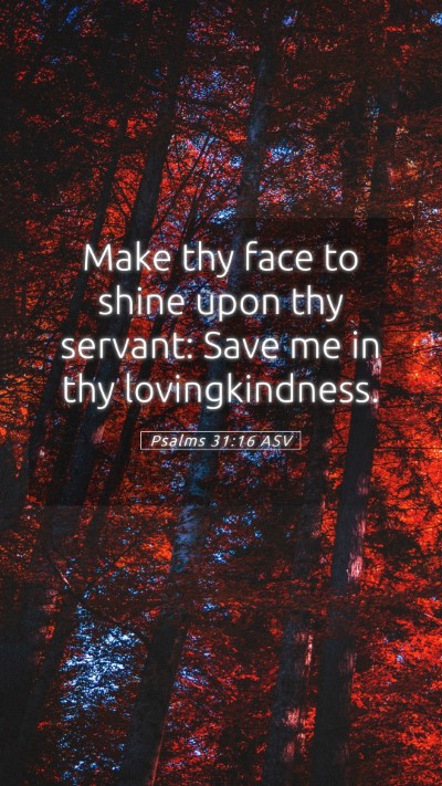 Picture 05 - Psalms 31:16 ASV Mobile Phone Wallpaper - Make thy face to shine upon thy servant: Save me - Mobile Bible Verse Wallpaper