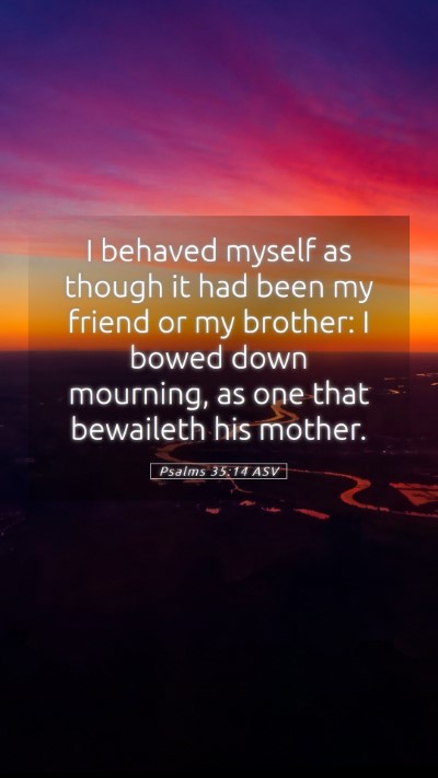 Picture 05 - Psalms 35:14 ASV Mobile Phone Wallpaper - I behaved myself as though it had been my friend - Mobile Bible Verse Wallpaper