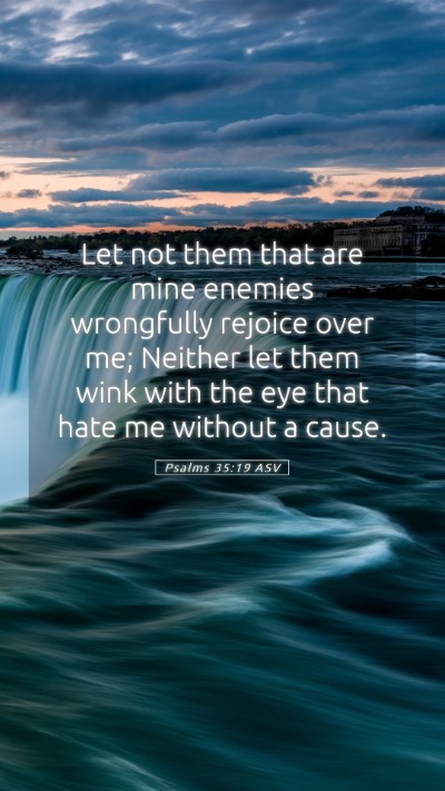 Picture 05 - Psalms 35:19 ASV Mobile Phone Wallpaper - Let not them that are mine enemies wrongfully - Mobile Bible Verse Wallpaper