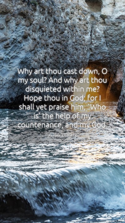 Picture 05 - Psalms 43:5 ASV Mobile Phone Wallpaper - Why art thou cast down, O my soul? And why art - Mobile Bible Verse Wallpaper