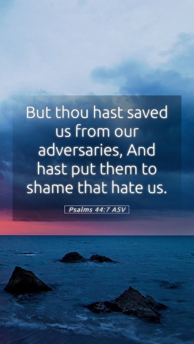 Picture 05 - Psalms 44:7 ASV Mobile Phone Wallpaper - But thou hast saved us from our adversaries, And - Mobile Bible Verse Wallpaper