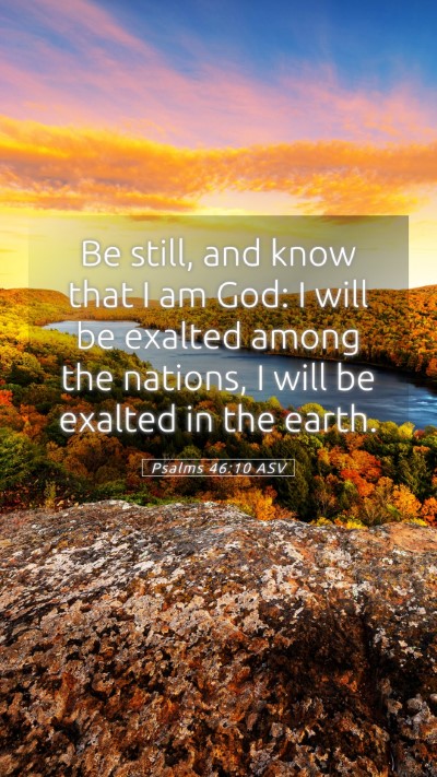 Picture 05 - Psalms 46:10 ASV Mobile Phone Wallpaper - Be still, and know that I am God: I will be - Mobile Bible Verse Wallpaper