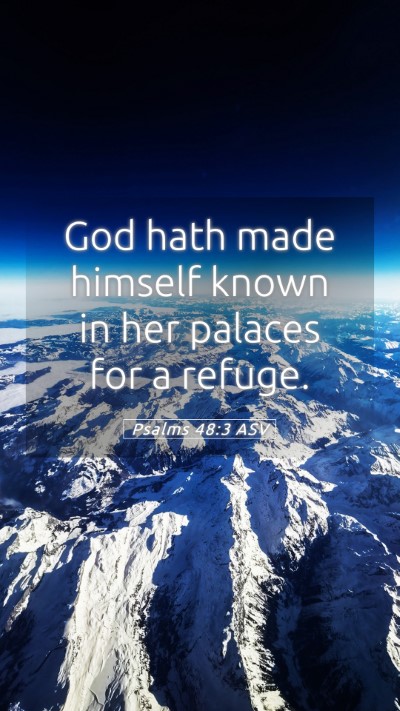 Picture 05 - Psalms 48:3 ASV Mobile Phone Wallpaper - God hath made himself known in her palaces for a - Mobile Bible Verse Wallpaper