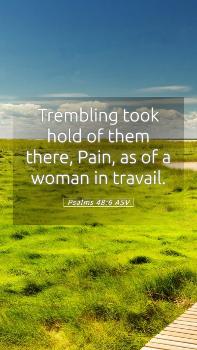 Picture 05 - Psalms 48:6 ASV Mobile Phone Wallpaper - Trembling took hold of them there, Pain, as of a - Mobile Bible Verse Wallpaper