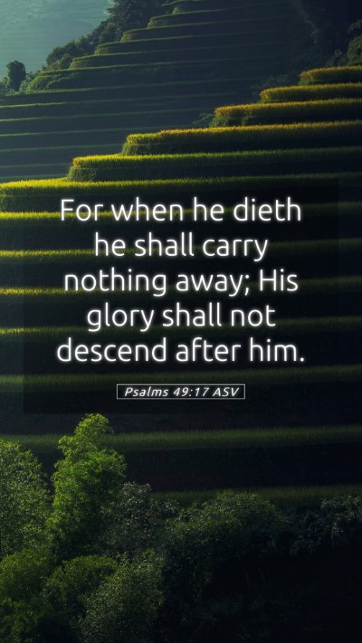 Picture 05 - Psalms 49:17 ASV Mobile Phone Wallpaper - For when he dieth he shall carry nothing away; - Mobile Bible Verse Wallpaper
