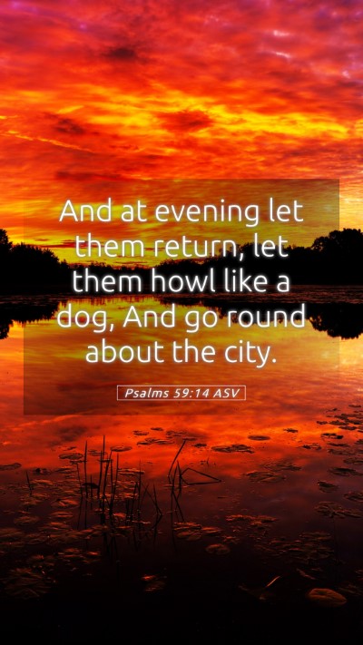 Picture 05 - Psalms 59:14 ASV Mobile Phone Wallpaper - And at evening let them return, let them howl - Mobile Bible Verse Wallpaper