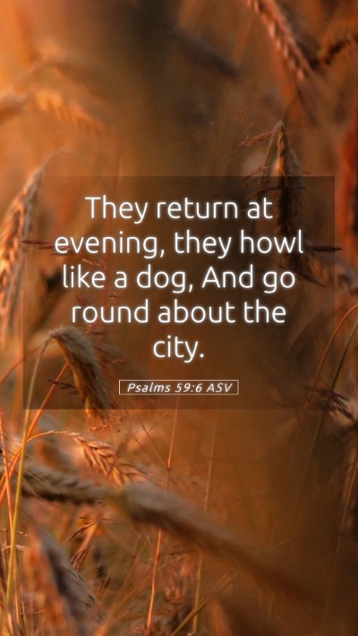 Picture 05 - Psalms 59:6 ASV Mobile Phone Wallpaper - They return at evening, they howl like a dog, And - Mobile Bible Verse Wallpaper