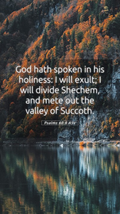 Picture 05 - Psalms 60:6 ASV Mobile Phone Wallpaper - God hath spoken in his holiness: I will exult; I - Mobile Bible Verse Wallpaper