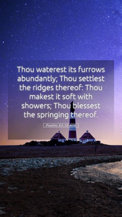 Picture 05 - Psalms 65:10 ASV Mobile Phone Wallpaper - Thou waterest its furrows abundantly; Thou - Mobile Bible Verse Wallpaper