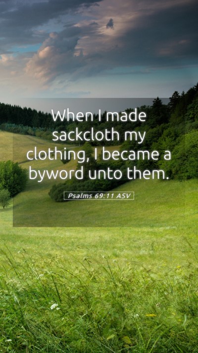 Picture 05 - Psalms 69:11 ASV Mobile Phone Wallpaper - When I made sackcloth my clothing, I became a - Mobile Bible Verse Wallpaper