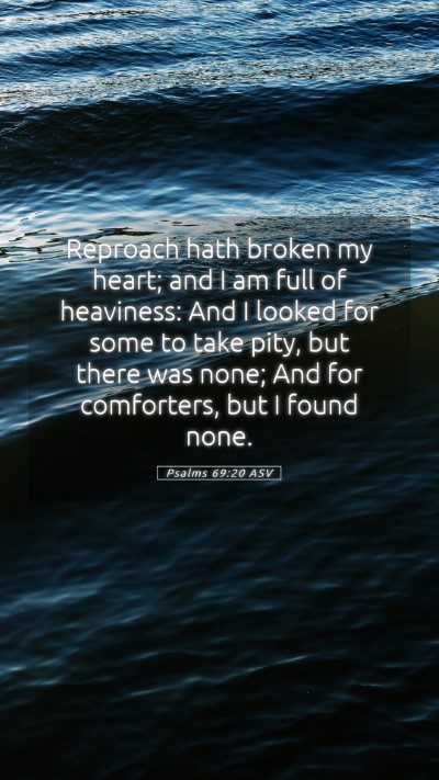 Picture 05 - Psalms 69:20 ASV Mobile Phone Wallpaper - Reproach hath broken my heart; and I am full of - Mobile Bible Verse Wallpaper